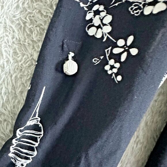 Soft Surroundings Womens Tunic Top M Asymmetrical Black Lantern Print Rayon Boho - Picture 11 of 15